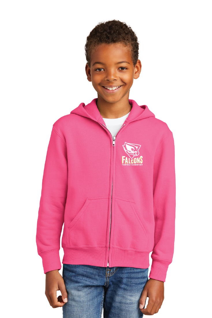 Fleece Full-Zip Hooded Sweatshirt(Youth & Adult) / Pink / Fairfield Elementary School