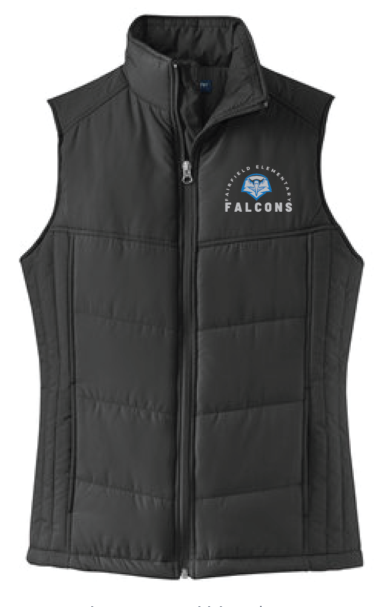 Ladies Puffy Vest / Black / Fairfield Elementary Staff