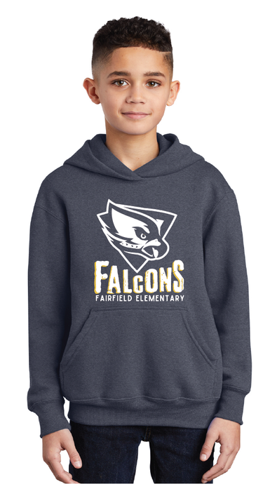 Core Fleece Pullover Hooded Sweatshirt (Youth & Adult) / Heather Navy / Fairfield Elementary School