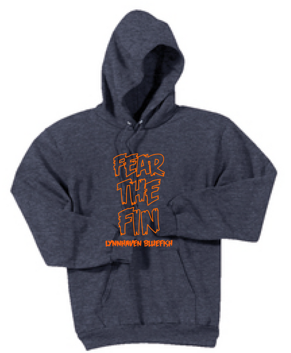 Fear The Fin - Fleece Hooded Sweatshirt / Heather Navy / LMS - Fidgety