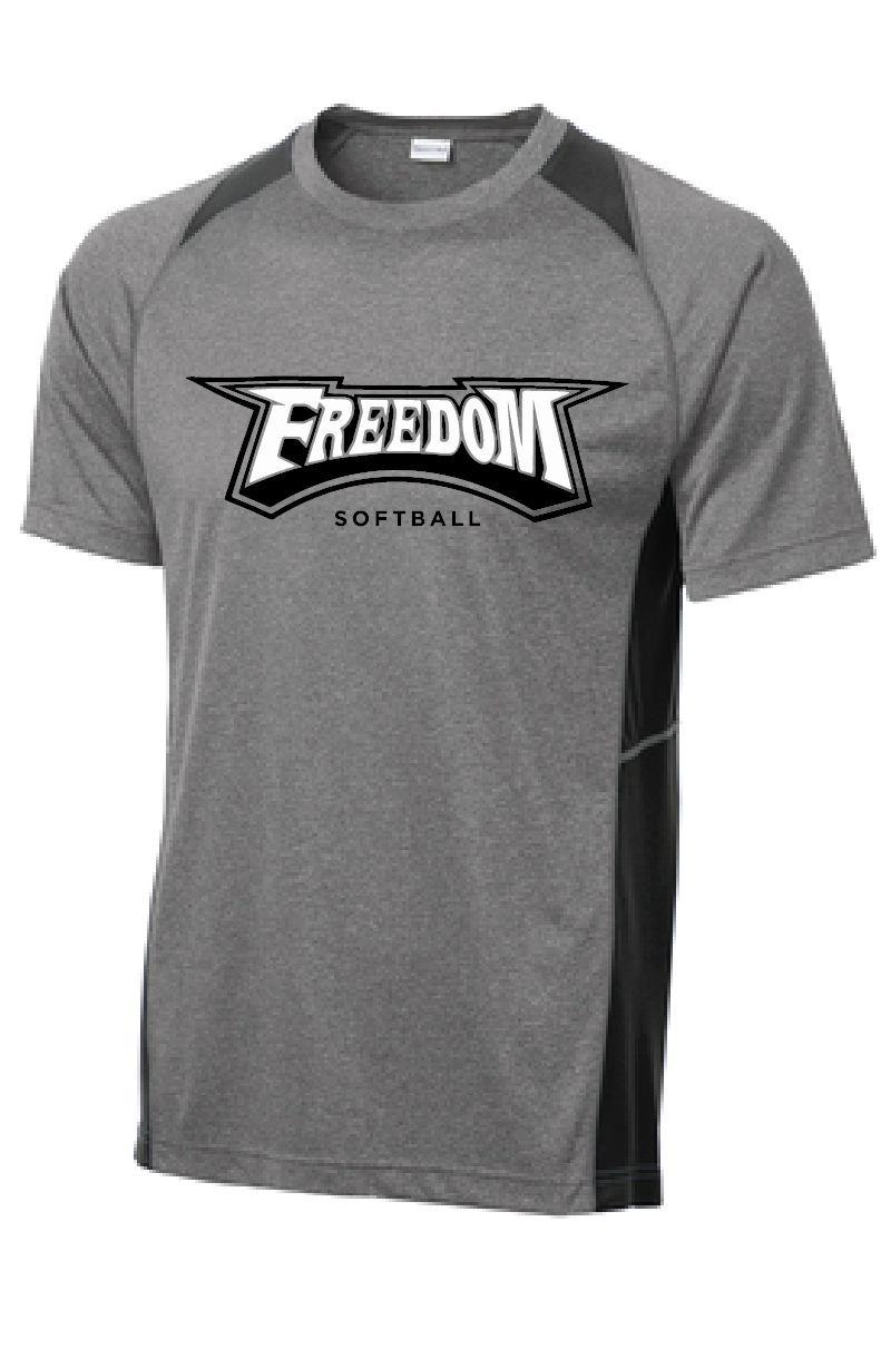 Heather Colorblock Contende Tee (Youth & Adult) / Vintage Heather& Black / Freedom Softball