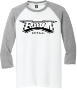 Triblend 3/4-Sleeve Raglan Shirt / Grey & White / Freedom Softball