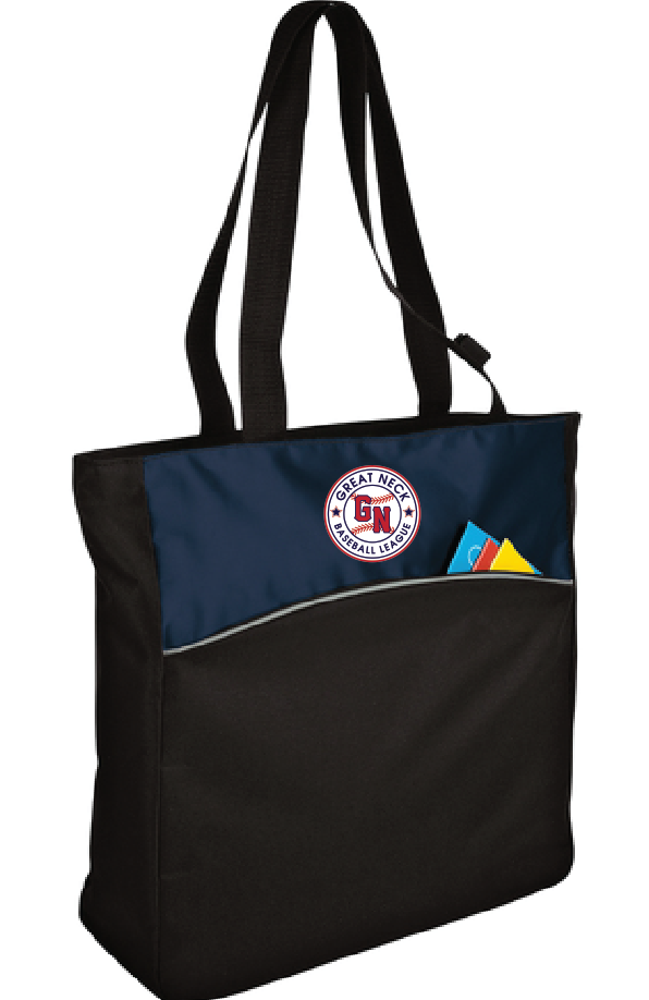 Two-Tone Colorblock Tote Bag / Navy Black / Great Neck Baseball