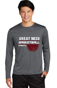 Long Sleeve Heather Contender Tee / Graphite Heather / Great Neck Middle Boys Basketball