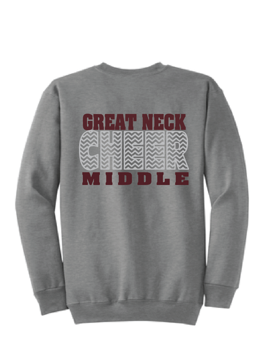 Fleece Crew Neck Sweatshirt / Althletic Grey / Great Neck Middle Cheer