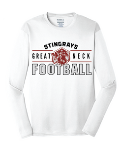 Long Sleeve Cotton T-Shirt / White / Great Neck Middle School Football