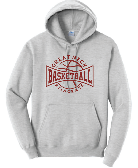 Fleece Pullover Hooded Sweatshirt / Ash / Great Neck Middle School Boys Basketball