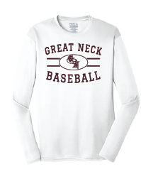 Long Sleeve Performance Tee / White / Great Neck Middle Baseball