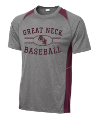 Heather Colorblock Contender Tee / Vintage Heather/ Maroon / Great Neck Middle Baseball