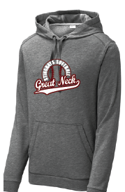 Tri-Blend Wicking Fleece Hooded Pullover / Dark Grey Heather / Great Neck Middle Softball