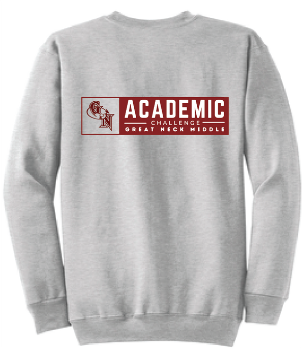 Fleece Crewneck Sweatshirt / Ash / Great Neck Middle Academic Challenge