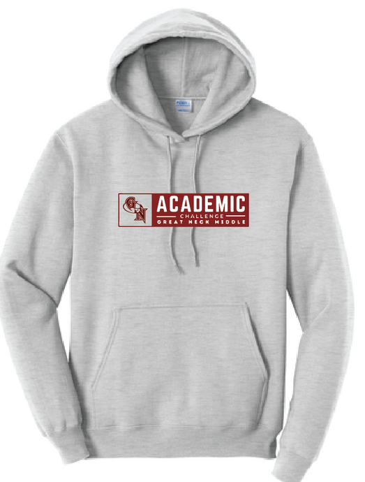 Fleece Pullover Hooded Sweatshirt / Ash / Great Neck Middle Academic Challenge