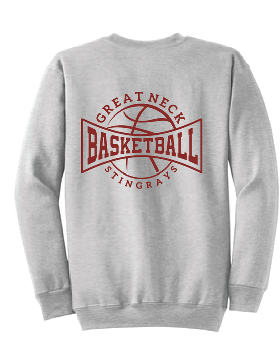 Fleece Crewneck Sweatshirt / Ash / Great Neck Middle School Boys Basketball