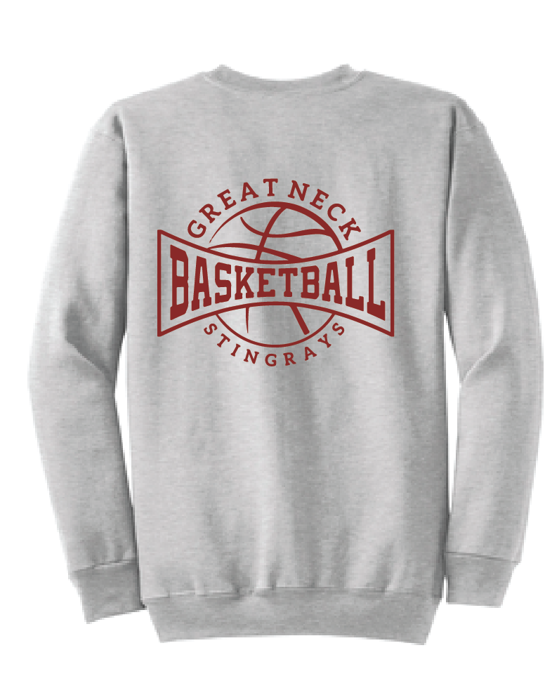 Fleece Crewneck Sweatshirt / Ash / Great Neck Middle School Boys Basketball