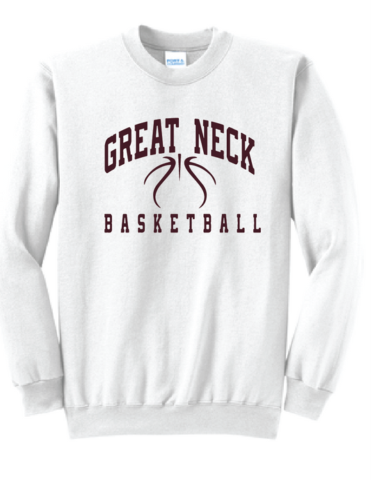 Fleece Crewneck Sweatshirt / White / Great Neck Middle School Girls Basketball