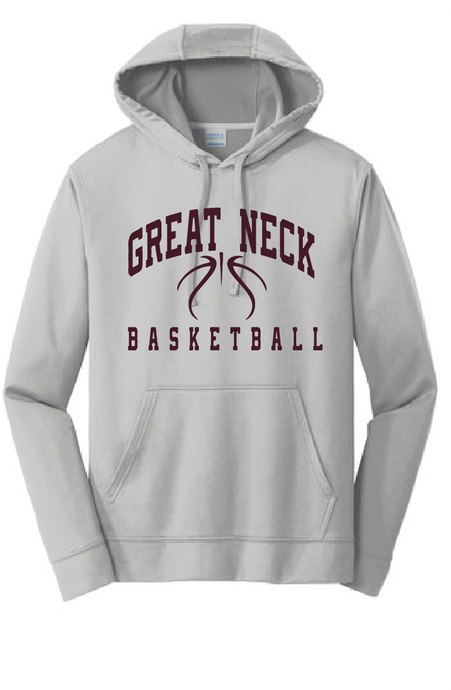 Performance Fleece Pullover Hooded Sweatshirt / Silver / Great Neck Middle School Girls Basketball