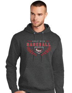 Core Fleece Pullover Hooded Sweatshirt / Dark Heather Charcoal / Great Neck Middle School Baseball