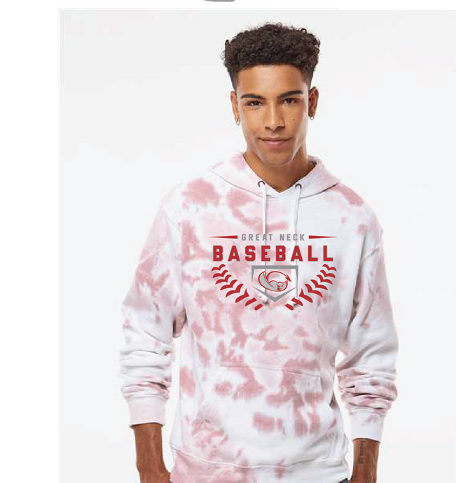 Tie-Dye Fleece Hooded Sweatshirt / Red / Great Neck Middle School Baseball