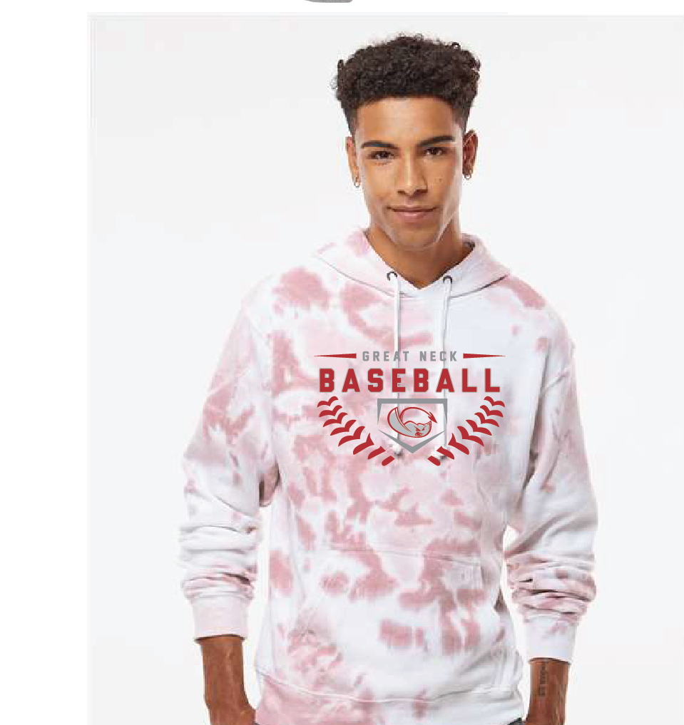 Tie-Dye Fleece Hooded Sweatshirt / Red / Great Neck Middle School Baseball