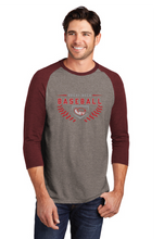 Perfect Tri 3/4-Sleeve Raglan / Grey Maroon / Great Neck Middle School Baseball