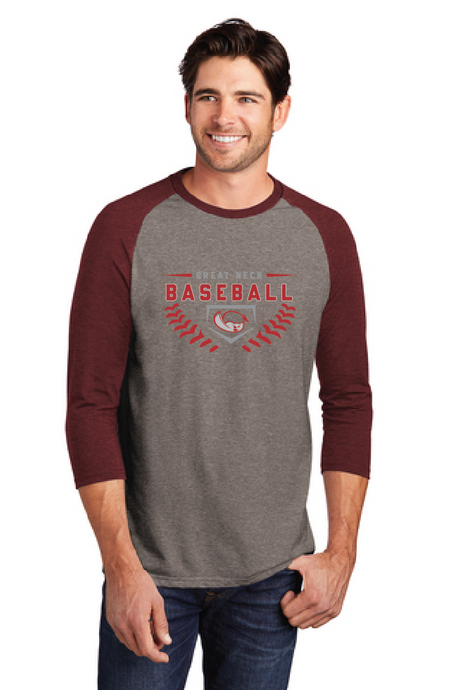 Perfect Tri 3/4-Sleeve Raglan / Grey Maroon / Great Neck Middle School Baseball