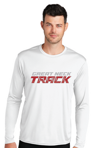 Long Sleeve Performance Tee / White / Great Neck Middle School Track
