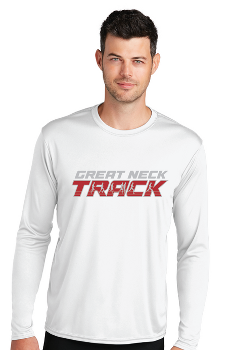 Long Sleeve Performance Tee / White / Great Neck Middle School Track