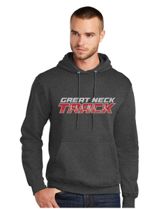 Core Fleece Pullover Hooded Sweatshirt / Dark Heather Charcoal / Great Neck Middle School Track