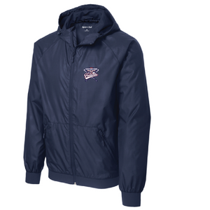 Embossed Hooded Wind Jacket / Navy / Great Neck Tridents