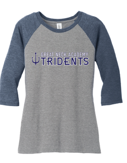 Women’s Perfect Tri 3/4-Sleeve Raglan / Grey / Great Neck Tridents