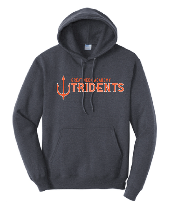 Fleece Pullover Hooded Sweatshirt (Youth & Adult) / Charcoal Grey / Great Neck Tridents