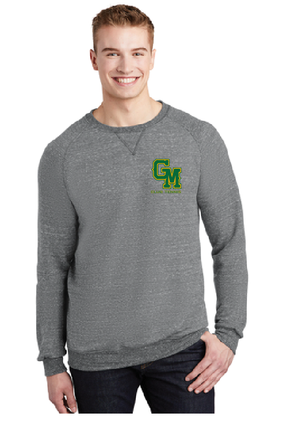 Snow Heather French Terry Raglan Crew / Charcoal / George Mason Tennis