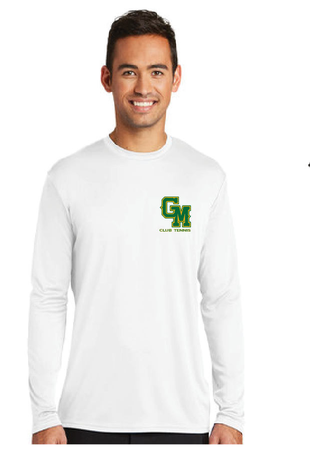 Long Sleeve Performance Tee / White / George Mason Tennis