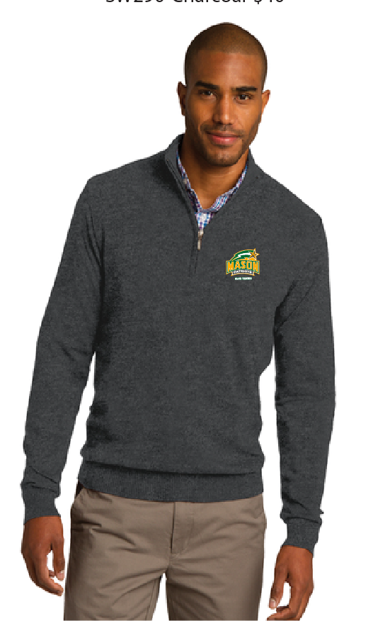 1/2-Zip Sweater / Charcoal Heather / George Mason Tennis