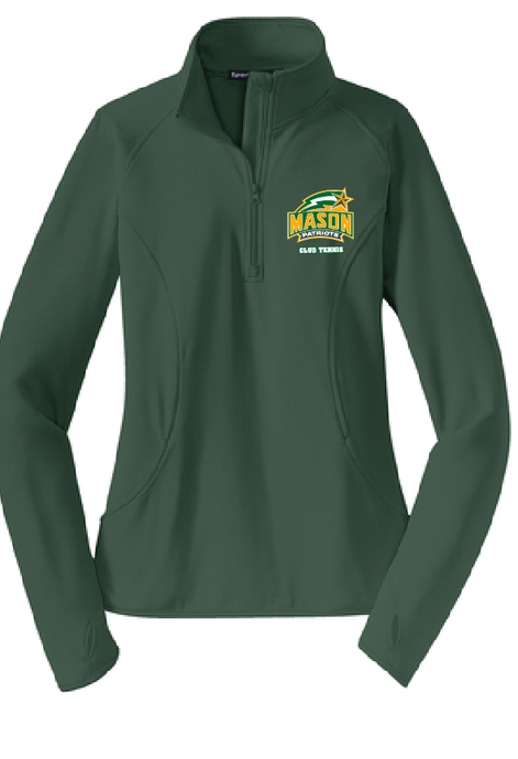 Ladies Stretch 1/2-Zip Pullover / Forest Green / George Mason Tennis