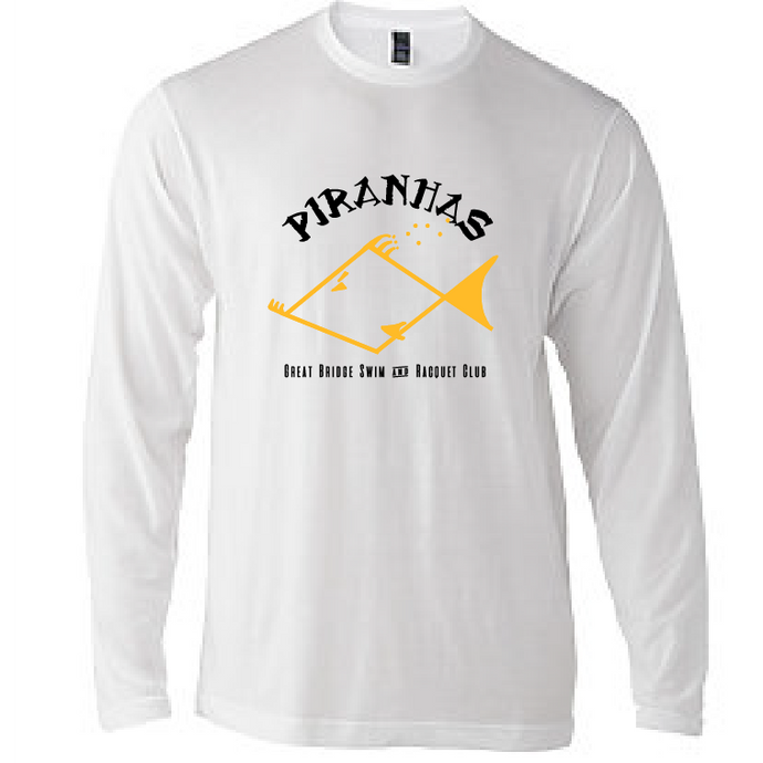 Adult Long Sleeve T-Shirt / White / Piranhas - Fidgety