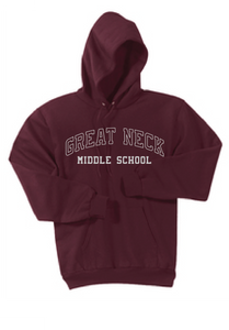 GNMS Fleece Pullover Hooded Sweatshirt / Maroon / Great Neck Middle School