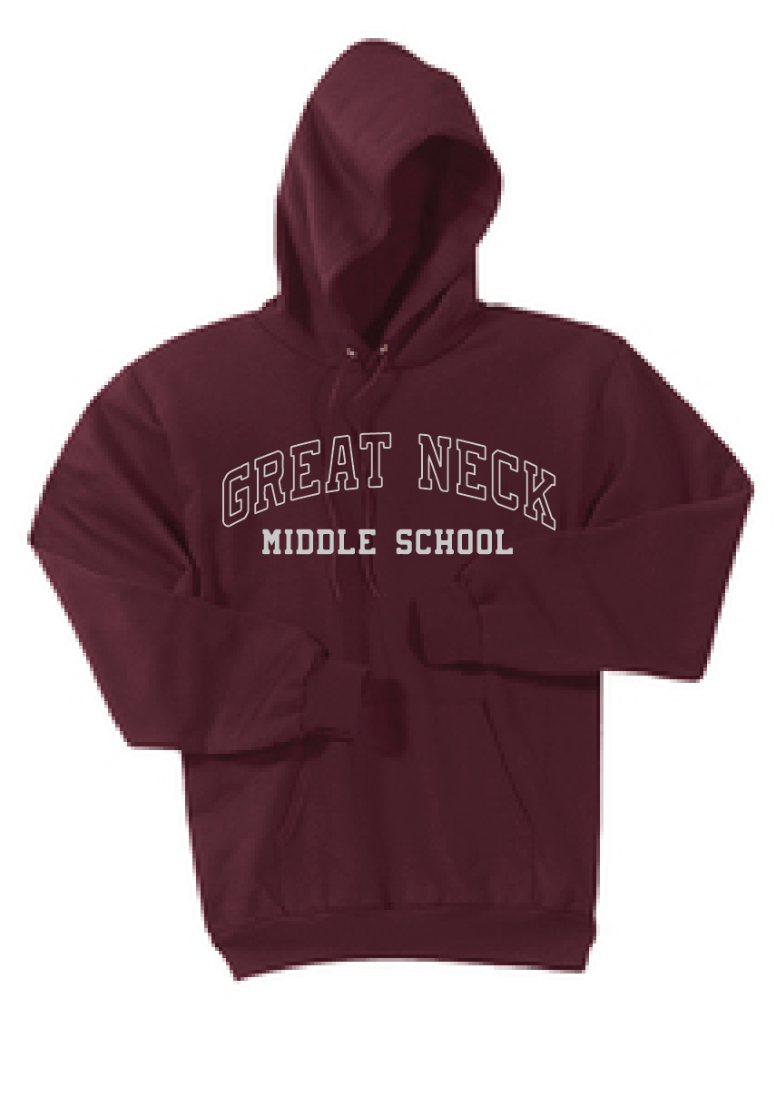 GNMS Fleece Pullover Hooded Sweatshirt / Maroon / Great Neck Middle School