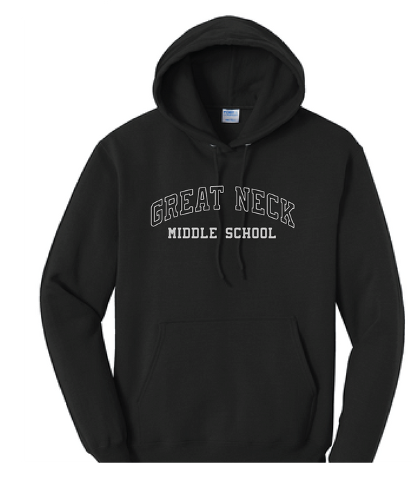 GNMS Fleece Pullover Hooded Sweatshirt / Jet Black / Great Neck Middle School