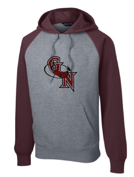 GN Colorblock Hooded Sweatshirt / Maroon & Heather Grey / Great Neck Middle School