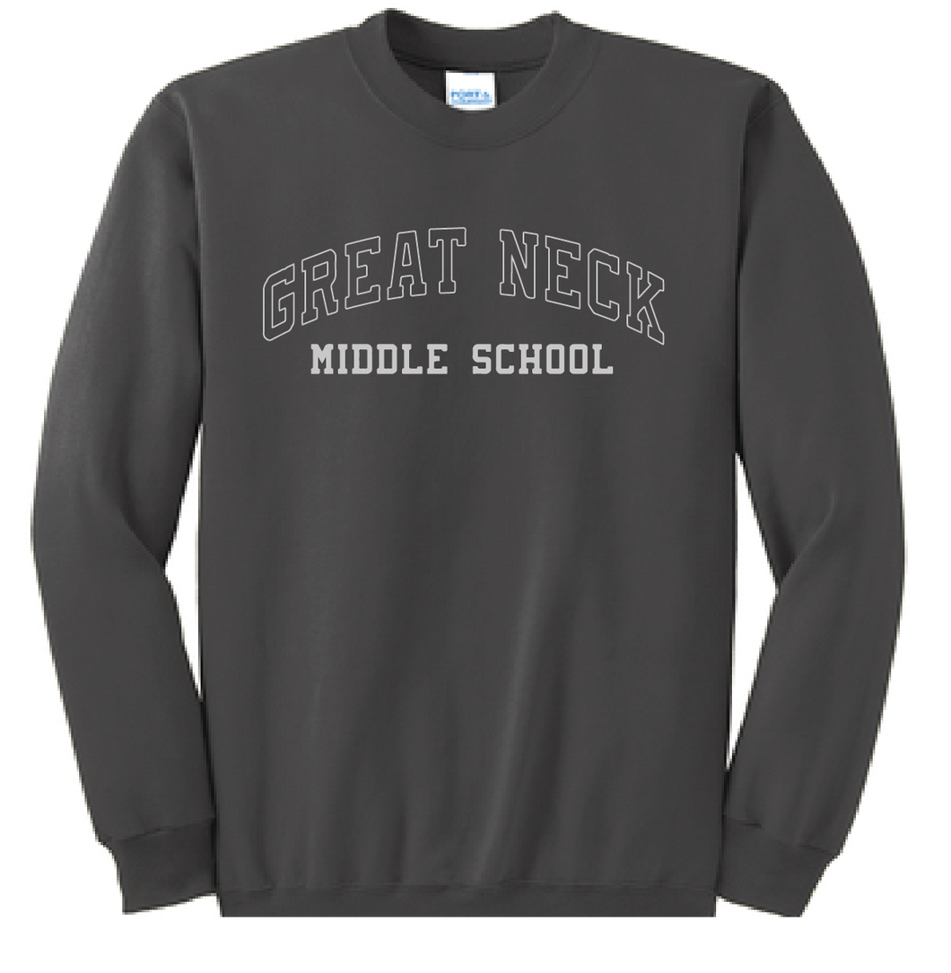 Fleece Crewneck Sweatshirt / Charcoal Grey / Great Neck Middle School