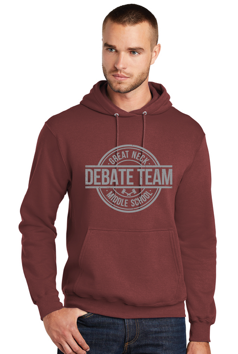 Fleece Pullover Hooded Sweatshirt  / Maroon / Great Neck Middle Debate