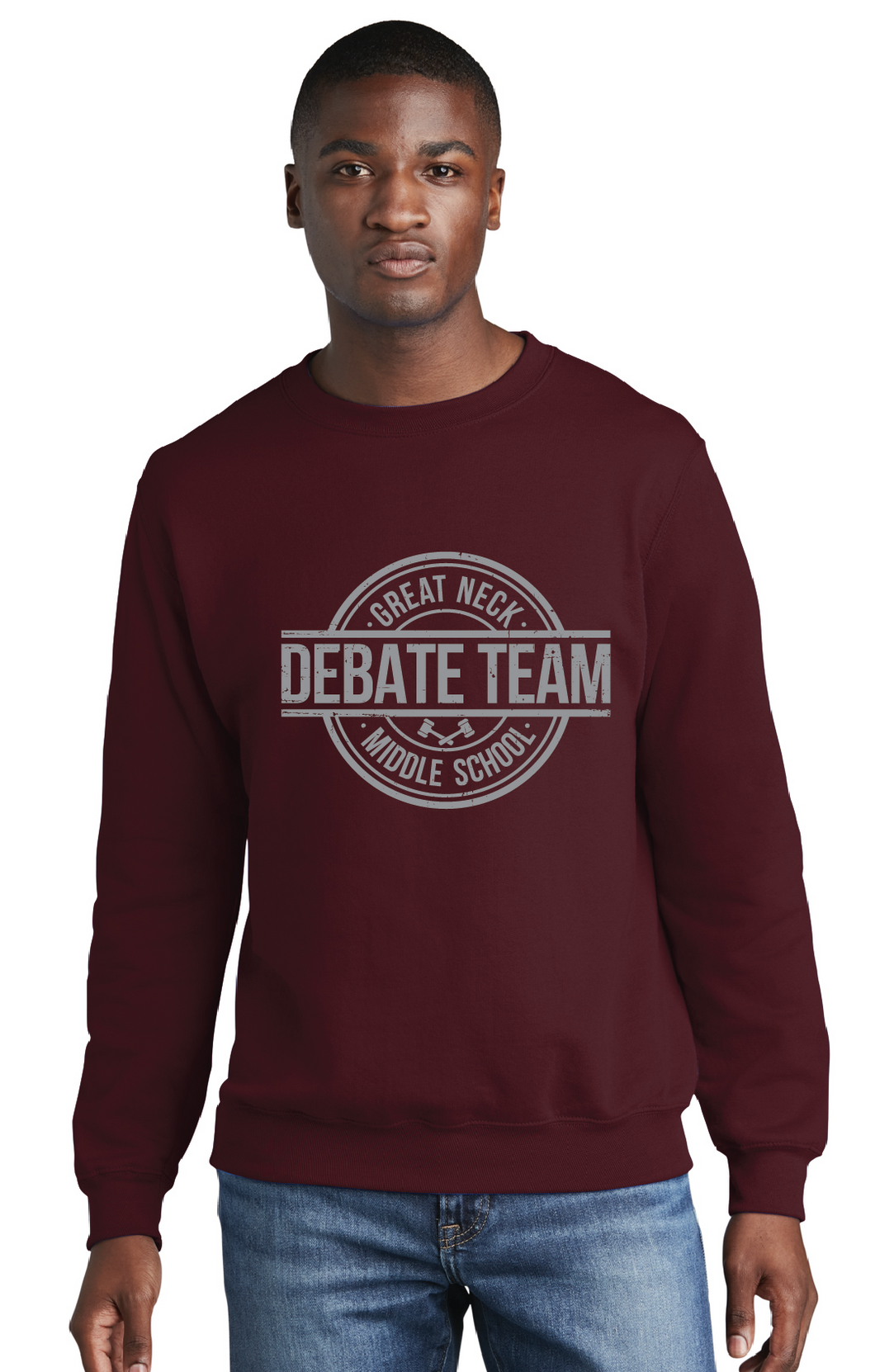 Fleece Crewneck Sweatshirt  / Maroon / Great Neck Middle Debate