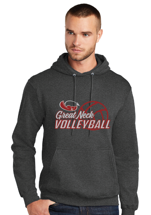 Fleece Pullover Hooded Sweatshirt / Heather Charcoal / Great Neck Middle Volleyball