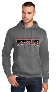 Fleece Pullover Hooded Sweatshirt / Graphite Heather / Great Neck Middle Wrestling
