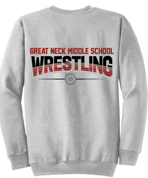 Fleece Crewneck Sweatshirt / Ash / Great Neck Middle Wrestling