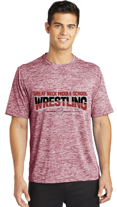 PosiCharge Electric Heather Performance Tee / Maroon / Great Neck Middle Wrestling