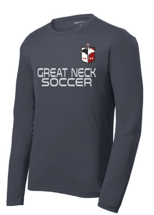 Long Sleeve Dri Fit T-Shirt / Gray / Great Neck Soccer - Fidgety