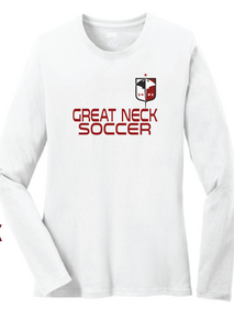 Long Sleeve Cotton T-Shirt / White / Great Neck Soccer - Fidgety