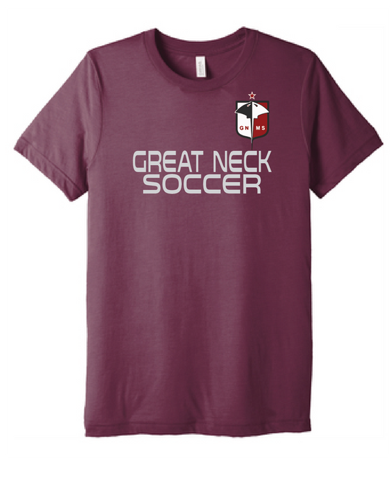 Short Sleeve Cotton T-Shirt / Heather Maroon / Great Neck Soccer - Fidgety